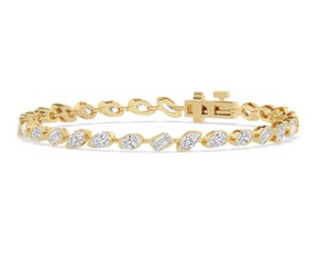 Bracelet tennis en or rose 9K avec diamants de laboratoire, formes fantaisie mélangées, sertissage clos, luxe pour femme - Product Image 4