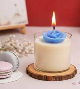 Bougie parfumée artisanale en verre avec couvercle floral, en cire de soja et paraffine, écologique, vente en gros pour la décoration intérieure, les fêtes et les cadeaux - Product Image 1