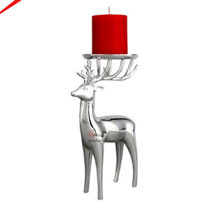 Produits mondiaux très demandés : Bougeoirs en aluminium argenté faits à la main en forme de cerf pour la décoration de mariages et de maisons - Product Image 1