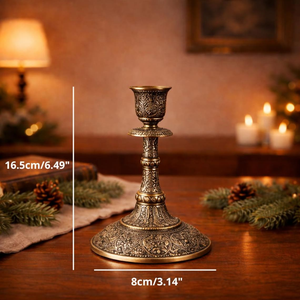 Durable <b>Black</b> Brass Handmade Embossed Natural <b>Candlestick</b> Holder for Home Office Hotel Restaurant Christmas & Easter Decoration - Product Image 5