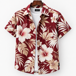 Chemise Hawaïenne Homme RITS à Manches Courtes Imprimé Floral pour Vacances d'Été Col Rabattu Tissu Respirant Vente en Gros - Product Image 4