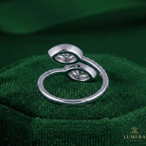 IGI Certified Lab Grown <b>Diamond</b> Marquise Open <b>Ring</b> 18K White Gold Fine Jewelry LUMERA FINE JEWELLERY RGF-170 Half Moon Side - Product Image 3