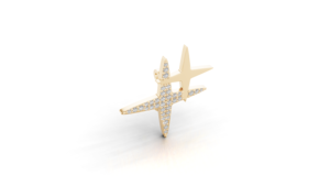 Broche Unisexe en Or Jaune 9K Motif Diamant de Laboratoire Aarinya Celestial Twin Star Polaris Cluster pour Fêtes et Mariages - Product Image 4