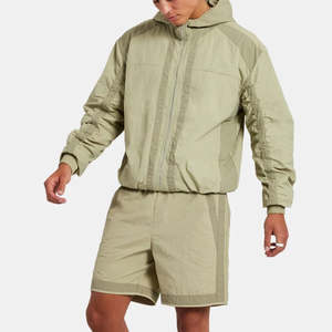 Ensemble coupe-vent décontracté imperméable et coupe-vent, avec logo personnalisé imprimé, coupe régulière, poids moyen, 100 % coton, ensemble short d'été - Product Image 4