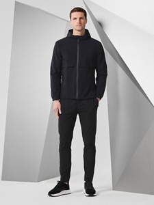 Veste coupe-vent à capuche pour homme, couleur unie, fermeture éclair, matière polyester, vêtements décontractés d'automne - Product Image 1