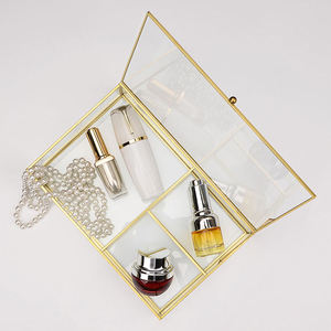 Decorative Metal Frame Clear Glass Jewelry Storage <b>Box</b> Hinged Lid <b>Trinket</b> Organizer Elegant Keepsake Display Container for Dress - Product Image 5