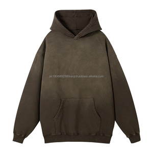 Custom Logo 100% Cotton French Terry Sun Faded No String <b>Vintage</b> Distressed Acid Washed Hoodie - Product Image 6