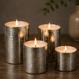 Silver Hammered <b>Candle</b> with Single <b>Wick</b> Scented Luxury Soy Wax Minimalist Decor new Gift Modern Tabletop Home Fragrance - Product Image 5