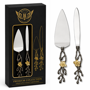 Luxury <b>Ribbon</b> Handle Cake Server and Cake Knife Set Premium Stainless Steel <b>Wedding</b> Dessert Serving Set Gift Box - Product Image 2