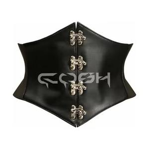Ceinture Corset Amincissante en Cuir Noir Taille Haute avec Fermeture Avant - Product Image 6