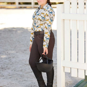 Women's Mock Neck Collar <b>Long</b> <b>Sleeve</b> Quick Dry Breathable Lightweight <b>Base</b> <b>Layer</b> Horse Riding Shirts Custom Logo Equestrian - Product Image 2