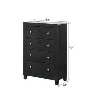Cassettiera Moderna Contemporanea a 4 Cassetti, 1 Pezzo, con Top in Finto Marmo Bianco e Finitura Nera, Arredamento per Camera da Letto - Product Image 4
