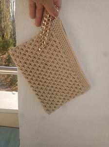 Pochette de soirée texturée au crochet, durable, pliable, portable, taille personnalisée, de luxe, pour femme, avec perles de soie, fermeture magnétique, capacité 1L - Product Image 2