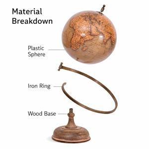 Grand globe terrestre décoratif en métal |   Support noir durable avec carte de couleurs détaillée |   Idéal pour l'école, les études à domicile et la présentation sur table de bureau - Product Image 3