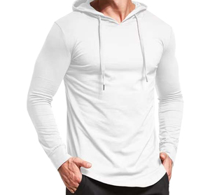 Sweat-shirt à capuche blanc pour homme, manches longues, couleur unie, tricoté en polyester, respirant, décontracté, pour le printemps, qualité supérieure - Product Image 1