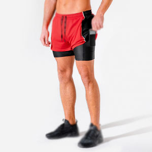 Shorts d'entraînement et de course 2-en-1 pour hommes en maille respirante avec empiècements, idéaux pour l'été et la musculation - OEM - Product Image 1