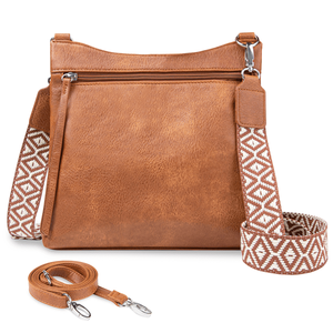 Women's Brown Crossbody Bag with 2 Adjustable Straps & Multi-Pocket Design <b>Small</b> Chest <b>Purse</b> - Product Image 1