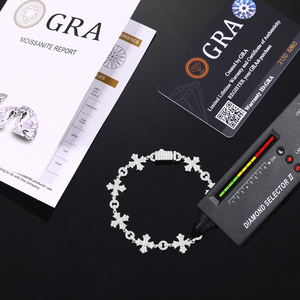 Cross Shape Moissanite Diamond Bracelet 925 <b>Silver</b> Iced Out Link Chain Religious Luxury Jewelry <b>for</b> <b>Men</b> Women Gift - Product Image 4
