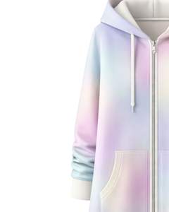 Sudadera con capucha larga multicolor pastel para mujer, abrigo de invierno con forro polar y bolsillos tipo canguro, informal, OEM, personalizado de fábrica - Product Image 4