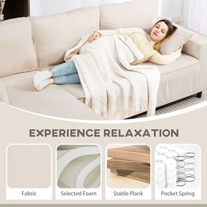 Divano Angolare a L in Tessuto Corduroy Bianco Crema, Due Posti con Chaise Longue Reversibile e Design Angolare con Molle Insacchettate - Product Image 5