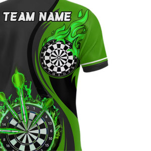 เสื้อเชิ้ตสั่งทำพิเศษ สีเขียวลายไฟ สำหรับผู้ชาย เสื้อดาร์ทส์ เสื้อเจอร์ซีย์คุณภาพดีที่สุด ราคาดีที่สุด - Product Image 2