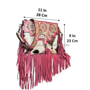 New Hot Selling Handcrafted Genuine Cowhide Leather Fringe Crossbody Sling <b>Bag</b> Western Style Jackpot Purse Perfect for Women's - Product Image 2