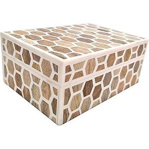 Wooden Jewelry Box With Resin Inlay Rectangle Shape Lids Closure For Storage - Product Image 2