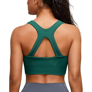 Soutien-gorge de sport Solid Trader Premium en tricot côtelé, haute élasticité, doux, respirant, crop top, absorption des chocs, entraînement, fitness - Product Image 2