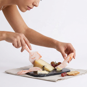 Resin <b>Cheese</b> <b>Knife</b> <b>Set</b> with Pink Veins Dishwasher Safe & Eco-Friendly for Serving <b>Cheese</b> and Grapes on Board - Product Image 1