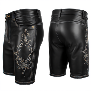 Pantalones Cortos Tradicionales Bordados para Hombre, Estilo Bávaro, Color Negro, para el Oktoberfest, Estilo Alpino Premium - Product Image 4