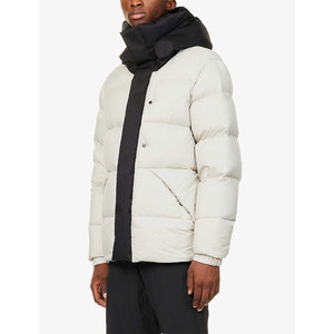 Veste matelassée blanche pour homme avec capuche noire, col montant, coupe-vent, rembourrage en polyester, manteau d'hiver décontracté, coupe régulière - Product Image 6