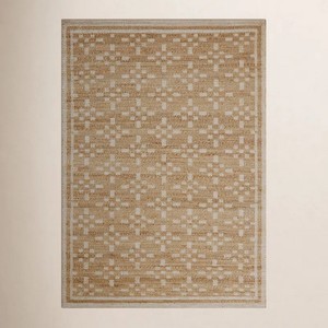 Tapis en jute tressé naturel fait main, couleur unie, pour intérieur et extérieur, en raphia et paille, style uni, techniques artisanales, pour la maison - Product Image 3