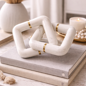 Escultura de Cadena de Mármol Travertino Natural, Elegante Adorno de Mesa, Arte Decorativo Moderno para el Hogar, Decoración de Lujo para Diwali, Resistente al Agua - Product Image 5