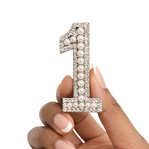 Stainless Steel Silver White Pearl Rhinestone Number Brooch Lapel Pin Elegant Fashion Jewelry Gift Accessory - Product Image 4