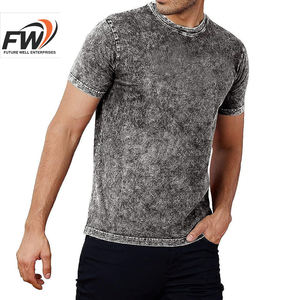 Camisetas de Hombre con Estampado Personalizado, Lavado Ácido, 100% Algodón, Transpirables, Cómodas, de Color Sólido y Manga Corta - Product Image 1
