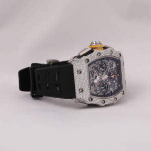 Elegante Reloj de Diamantes Cultivados en Laboratorio Estilo Hip Hop Personalizado para Hombre, Claridad VVS, Acero Inoxidable, Correa de Goma, Cristal Analógico - Product Image 4