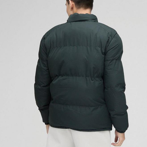 Veste d'hiver pour homme en nylon épais, col montant, couleur vert foncé, coupe classique - Product Image 2