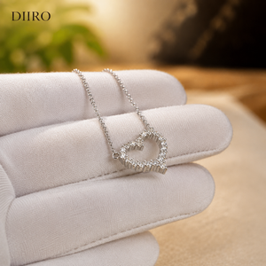 Heart Shape Round Cut Diamond Pendant Necklace 14K Plated Gold <b>Box</b> Chain Romantic <b>Valentine</b> Day <b>Gift</b> Women Jewelry - Product Image 3