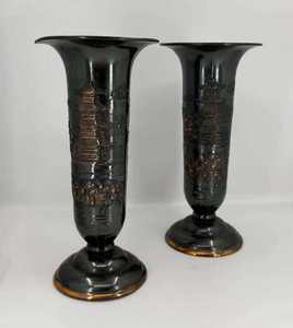 Traditional Black <b>Bronze</b> Art Deco <b>Vases</b> Handmade Tabletop Display - Product Image 4