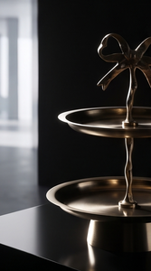 Multi Functional 2 Layer Gold Metal <b>Cake</b> <b>Stand</b> Round Bow Serving Tray <b>Afternoon</b> <b>Tea</b> Pastry Display <b>Stand</b> - Product Image 5