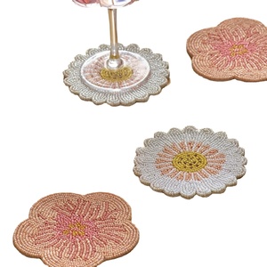 CRYSTAL CRAFT Luxury Hand <b>Beaded</b> Drink <b>Coasters</b> Heat Resistant Handmade in India Housewarming Gifts Promotional <b>Coaster</b> - Product Image 6