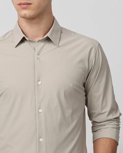 Camisa de Verano para Hombre, Casual, Sólida, con Botones, Cuello en V, Manga Corta, Tela Popelina - Product Image 3