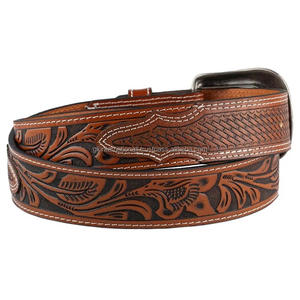 เข็มขัดหนังแท้คุณภาพสูง งานฝีมือประณีต แกะสลักอย่างดี หนังวัวแท้สไตล์ตะวันตก ผลิตภัณฑ์เครื่องหนังแท้และเครื่องประดับแฟชั่น - Product Image 5