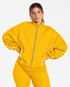 Personalized <b>Women's</b> Contrastline Full Zip Tracksuit Two Piece Casual Outfit Relaxed <b>Jacket</b> And Wide Leg Pants Matching Apparel - Product Image 3