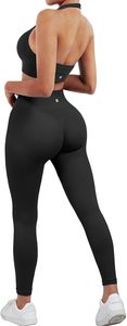 Conjunto de Leggings de Yoga para Mujer, Tallas Grandes, con Cinturón y Logotipo Frontal, 2 Piezas, Secado Rápido, Transpirable, Ecológico, 100% Poliéster, para Deportes y Running - Product Image 2