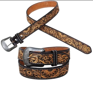 Cinturón Unisex Personalizado de 10 Piezas, Estilo Western, Cuero de Vaca de Primera Calidad, Diseño Floral Grabado a Mano, Envío Inmediato, Moda Casual de Negocios para Hombre - Product Image 5