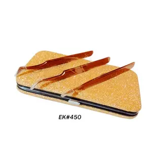 Best Quality Rose Gold Color Eyelash Tweezers Set Shinny Magnetic Case 3 -Piece Magnetic Case Stainless Steel Pointed Tip