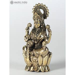 Pequeña escultura de latón de la diosa sentada Lakshmi Múltiples tamaños disponibles - Product Image 2