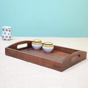 Bandeja de servir de madera pulida con asas, resistente al agua, estilo americano, bandejas para desayuno, bandejas decorativas de gran venta para eventos. - Product Image 2