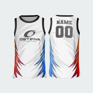 Camiseta de Baloncesto Ligera de Poliéster/Algodón, Transpirable, Cuello en V, Sin Mangas, Impresión Digital, Antibacteriana, Nombre del Equipo Personalizado, Verano - Product Image 3